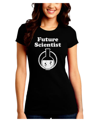 Future Scientist Distressed Juniors Crew Dark T-Shirt-T-Shirts Juniors Tops-TooLoud-Black-Juniors Fitted Small-Davson Sales