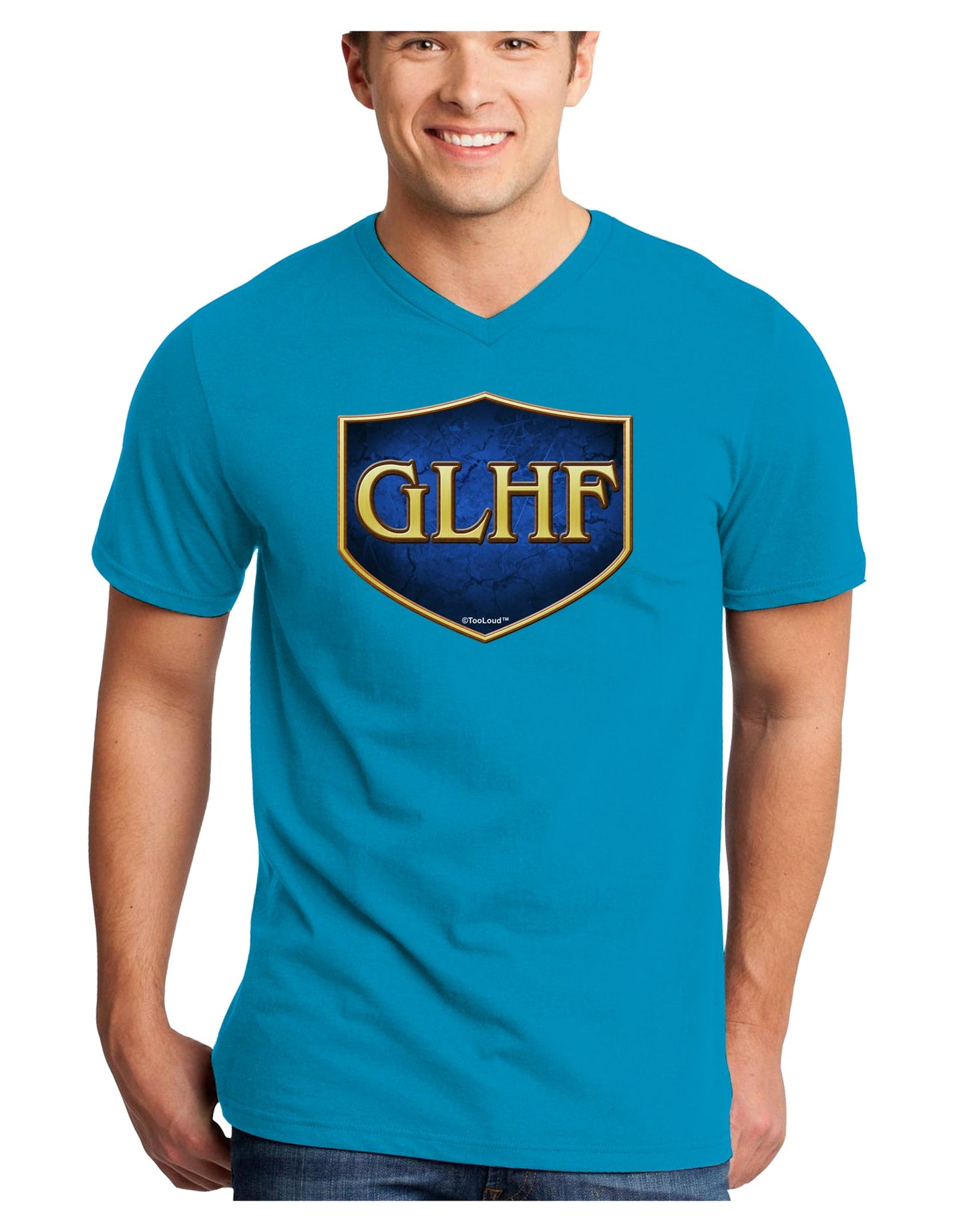 GLHF - Good Luck Have Fun Adult Dark V-Neck T-Shirt by TooLoud-Mens V-Neck T-Shirt-TooLoud-Turquoise-Small-Davson Sales