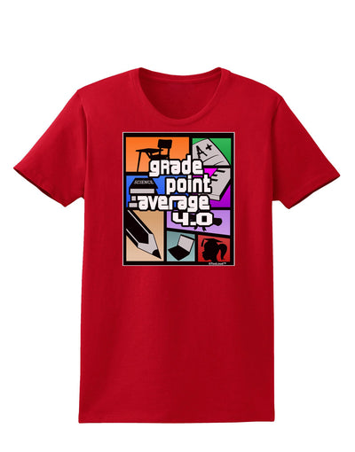 GPA 4 - Grade Point Average Womens Dark T-Shirt-TooLoud-Red-X-Small-Davson Sales