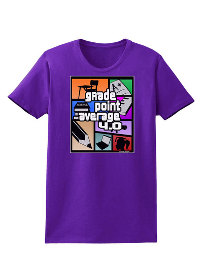 GPA 4 - Grade Point Average Womens Dark T-Shirt-TooLoud-Purple-X-Small-Davson Sales