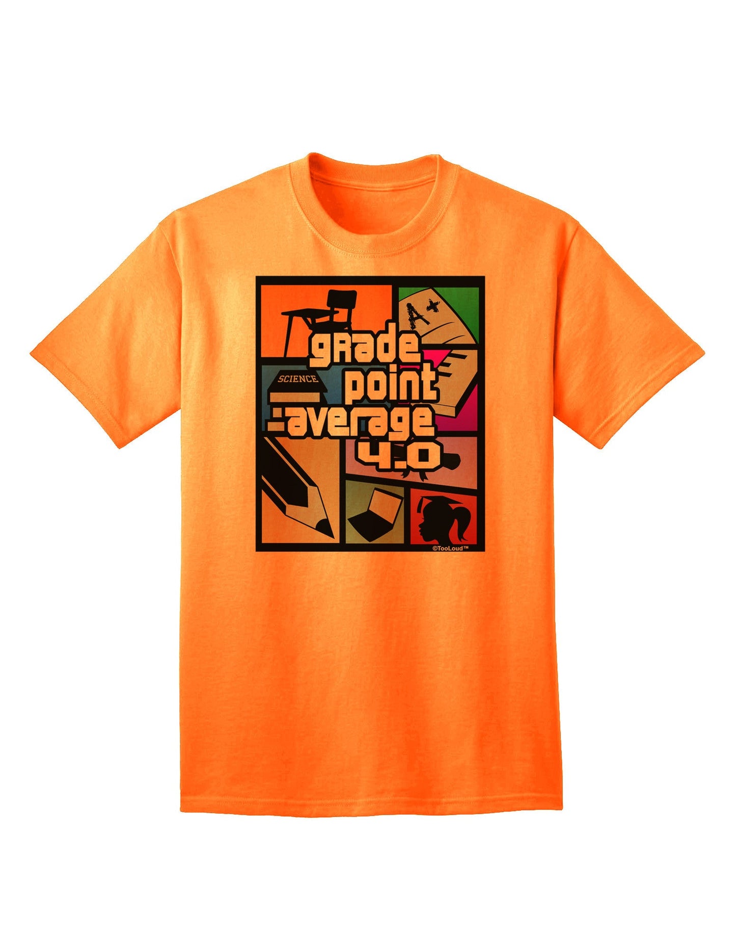 GPA 4 - Premium Grade Point Average Adult T-Shirt Collection-Mens T-shirts-TooLoud-Neon-Orange-Small-Davson Sales