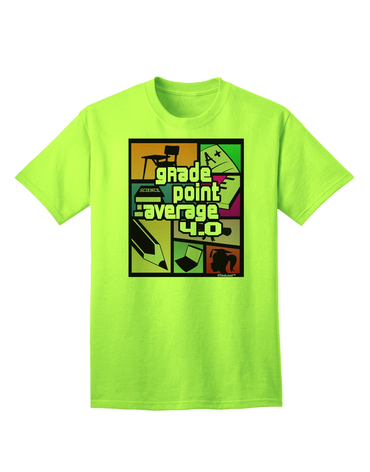 GPA 4 - Premium Grade Point Average Adult T-Shirt Collection-Mens T-shirts-TooLoud-Neon-Green-Small-Davson Sales