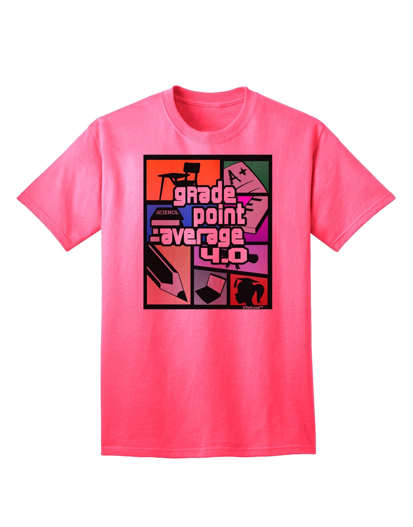 GPA 4 - Premium Grade Point Average Adult T-Shirt Collection-Mens T-shirts-TooLoud-Neon-Pink-Small-Davson Sales