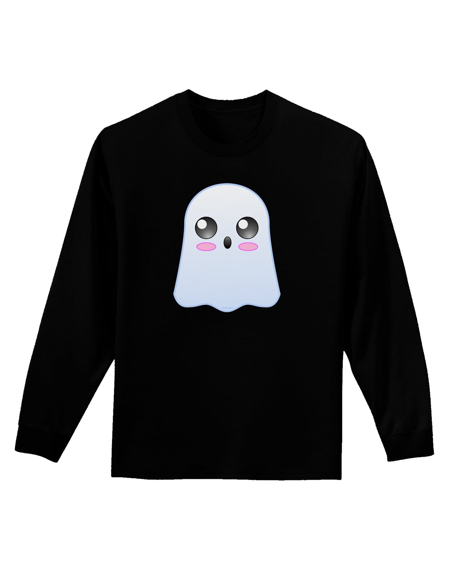 Gabe the Cute Ghost - Halloween Adult Long Sleeve Dark T-Shirt-TooLoud-Black-Small-Davson Sales