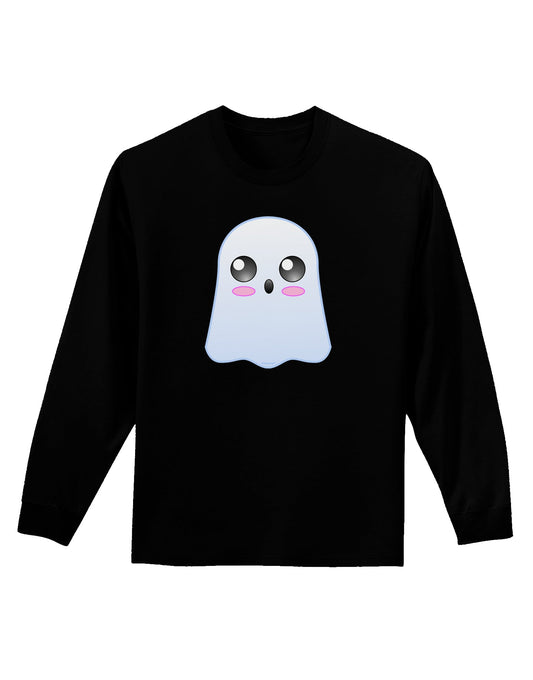 Gabe the Cute Ghost - Halloween Adult Long Sleeve Dark T-Shirt-TooLoud-Black-Small-Davson Sales