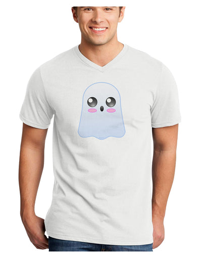 Gabe the Cute Ghost - Halloween Adult V-Neck T-shirt-Mens V-Neck T-Shirt-TooLoud-White-Small-Davson Sales