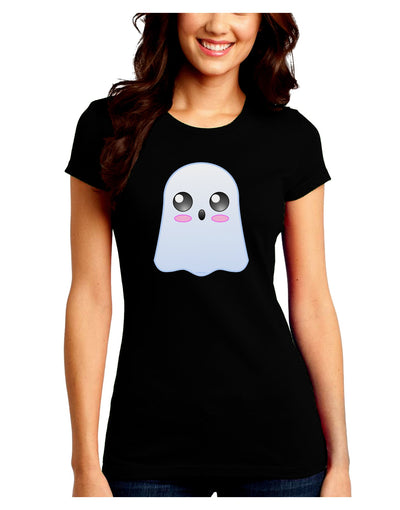 Gabe the Cute Ghost - Halloween Juniors Crew Dark T-Shirt-T-Shirts Juniors Tops-TooLoud-Black-Juniors Fitted Small-Davson Sales