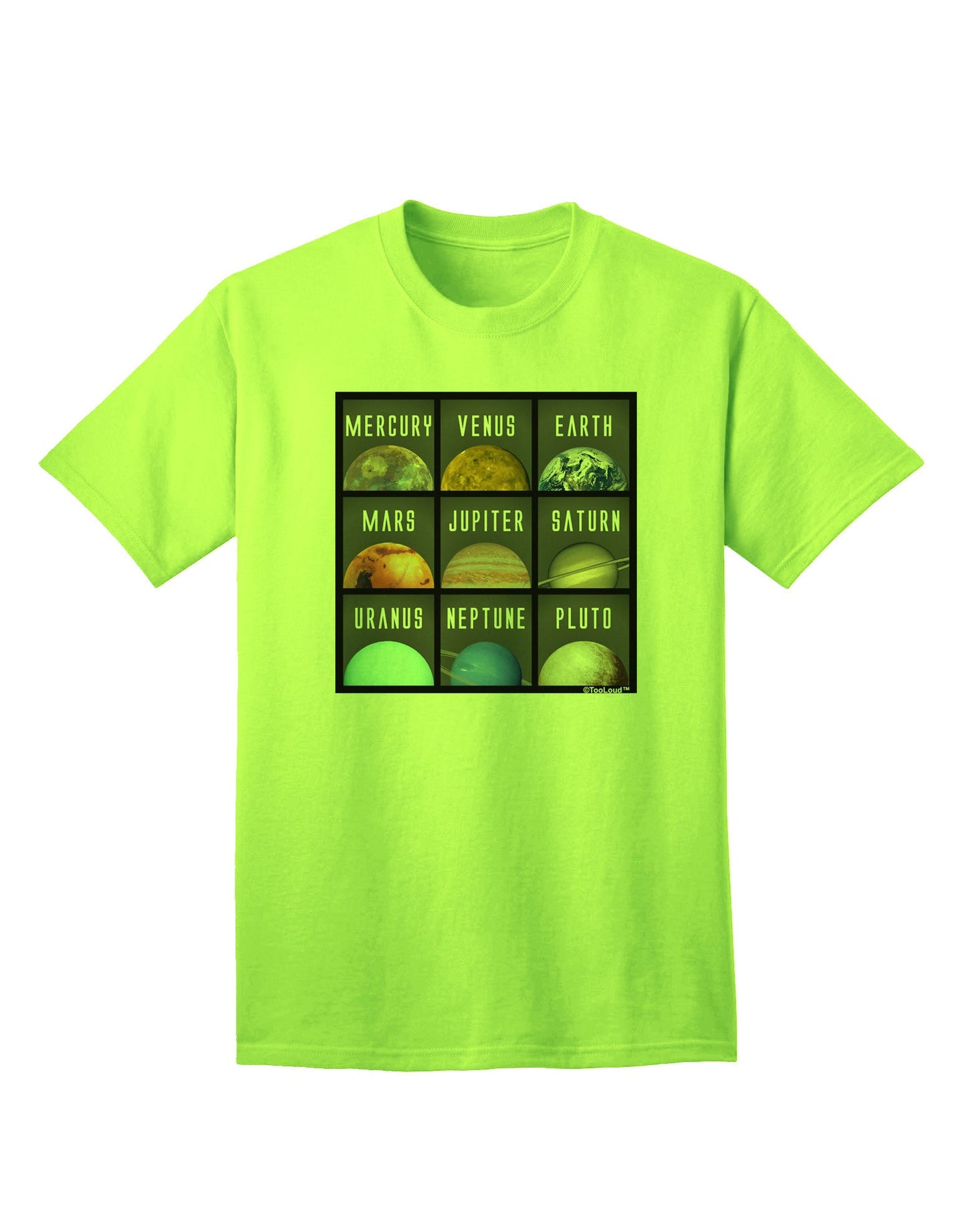 Galactic Collection: Solar System Squares Adult T-Shirt - A Cosmic Fashion Statement-Mens T-shirts-TooLoud-Neon-Green-Small-Davson Sales