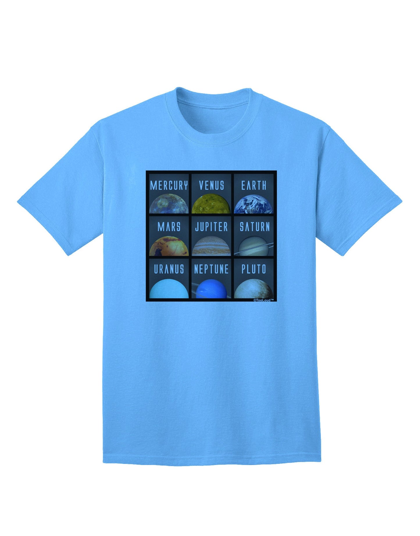 Galactic Collection: Solar System Squares Adult T-Shirt - A Cosmic Fashion Statement-Mens T-shirts-TooLoud-Aquatic-Blue-Small-Davson Sales