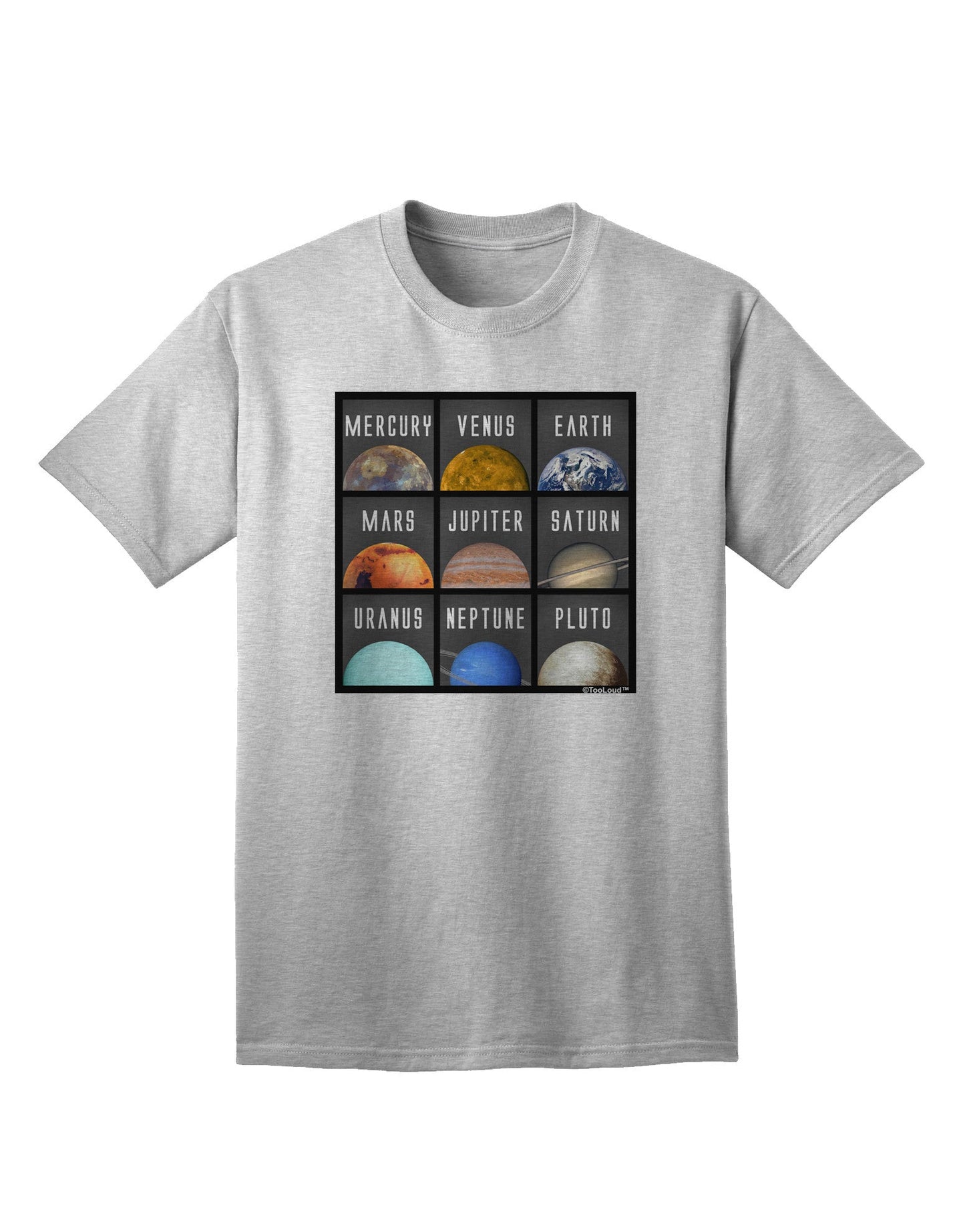 Galactic Collection: Solar System Squares Adult T-Shirt - A Cosmic Fashion Statement-Mens T-shirts-TooLoud-AshGray-Small-Davson Sales