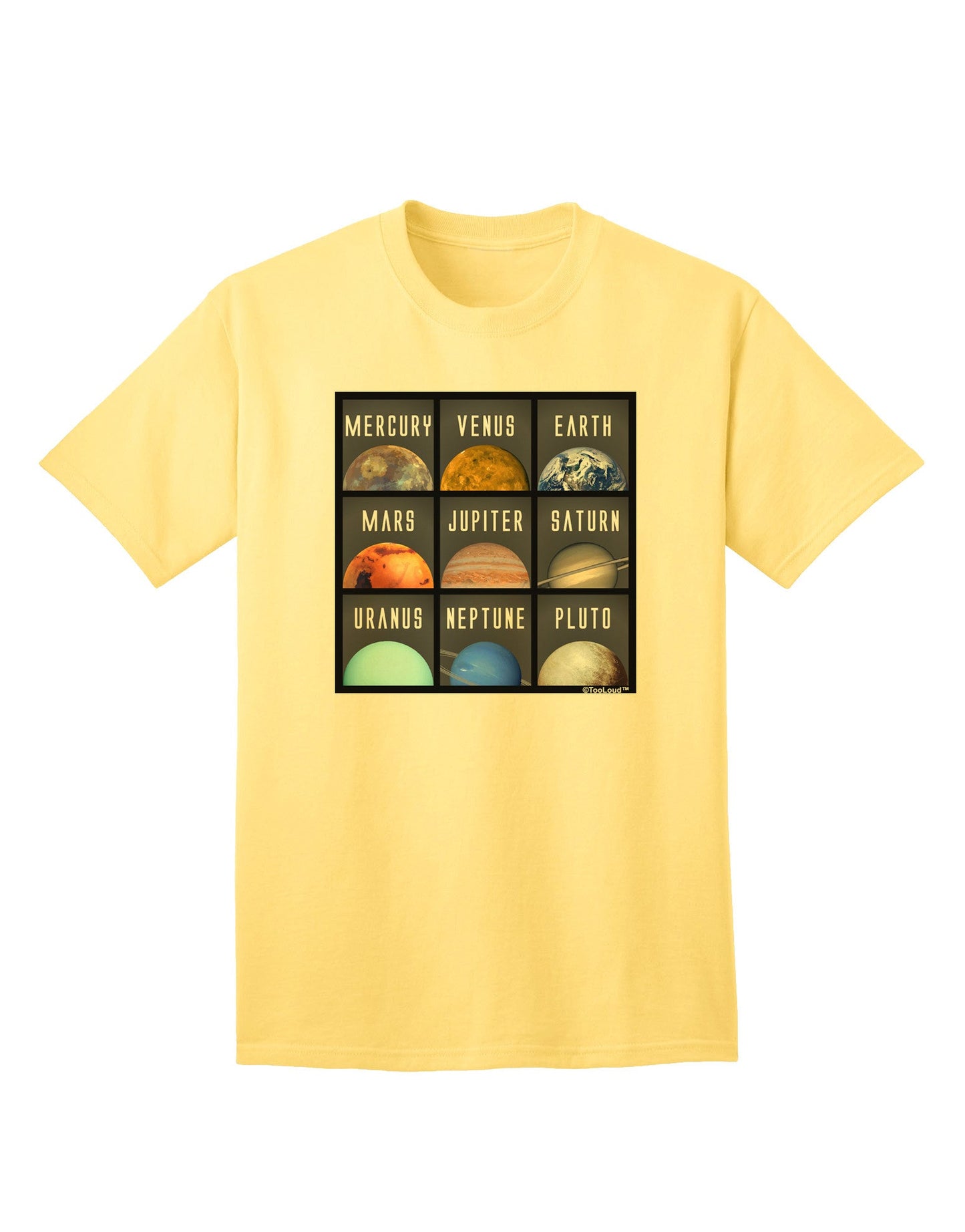 Galactic Collection: Solar System Squares Adult T-Shirt - A Cosmic Fashion Statement-Mens T-shirts-TooLoud-Yellow-Small-Davson Sales