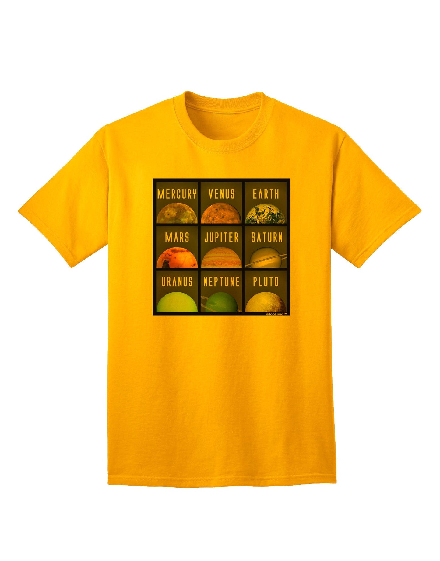 Galactic Collection: Solar System Squares Adult T-Shirt - A Cosmic Fashion Statement-Mens T-shirts-TooLoud-Gold-Small-Davson Sales