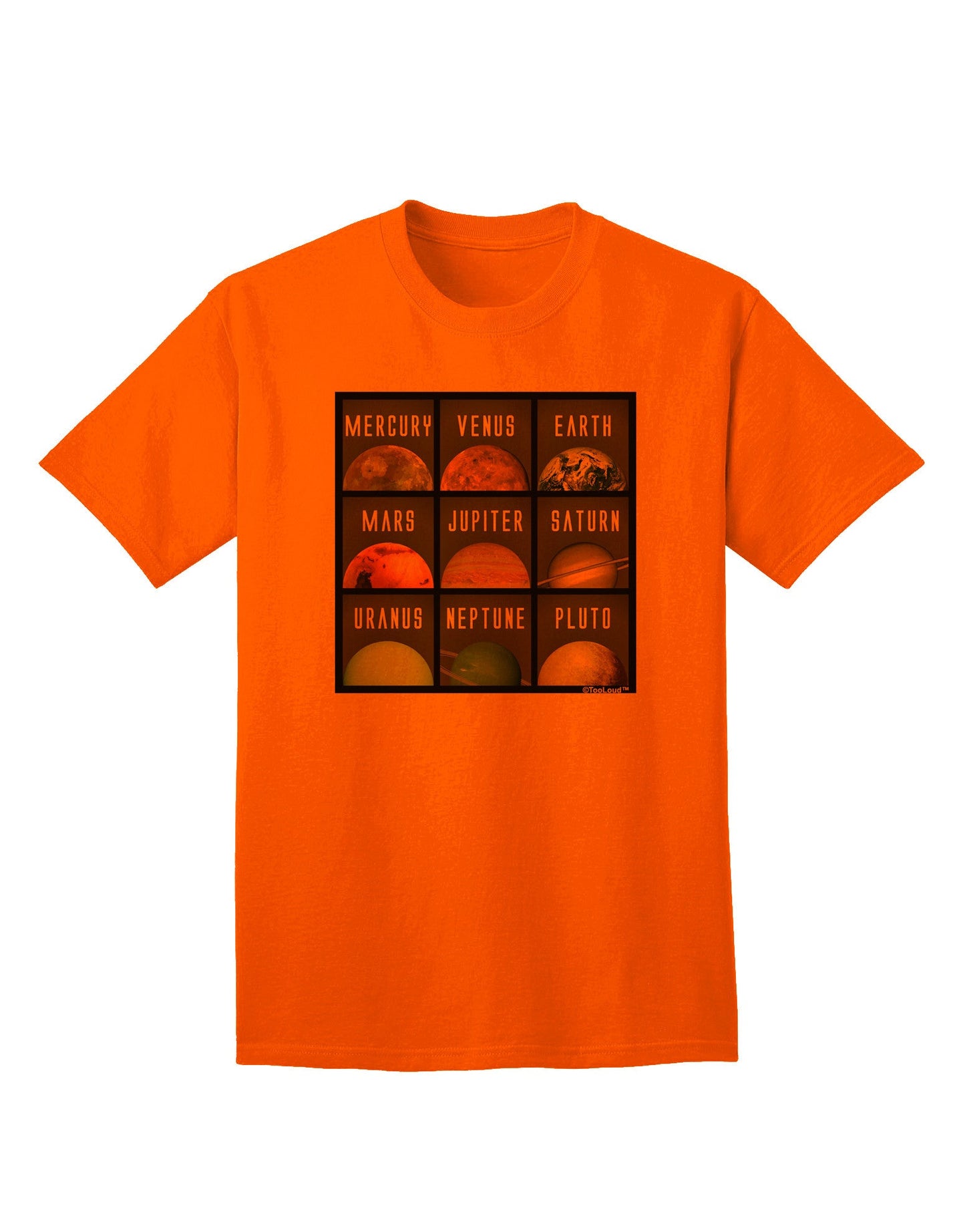 Galactic Collection: Solar System Squares Adult T-Shirt - A Cosmic Fashion Statement-Mens T-shirts-TooLoud-Orange-Small-Davson Sales