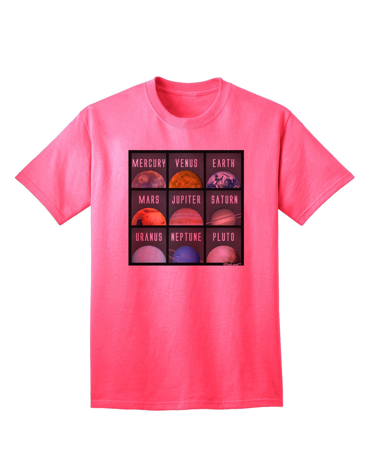 Galactic Collection: Solar System Squares Adult T-Shirt - A Cosmic Fashion Statement-Mens T-shirts-TooLoud-Neon-Pink-Small-Davson Sales