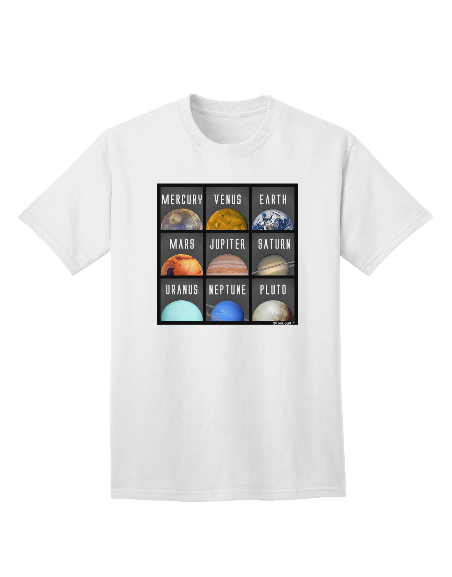 Galactic Collection: Solar System Squares Adult T-Shirt - A Cosmic Fashion Statement-Mens T-shirts-TooLoud-White-Small-Davson Sales