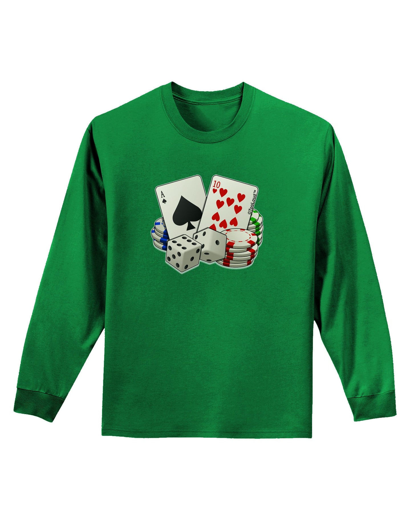 Gambling Weapons Adult Long Sleeve Dark T-Shirt-TooLoud-Kelly-Green-Small-Davson Sales