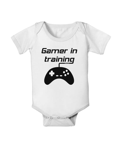 Gamer In Training BnW Baby Romper Bodysuit-Baby Romper-TooLoud-White-06-Months-Davson Sales