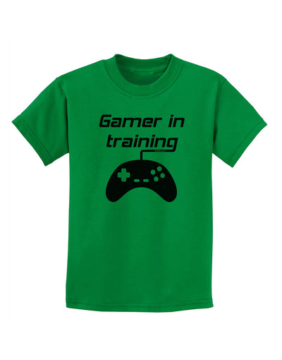 Gamer In Training BnW Childrens T-Shirt-Childrens T-Shirt-TooLoud-Kelly-Green-X-Small-Davson Sales