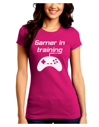 Gamer In Training BnW Juniors Petite Crew Dark T-Shirt-T-Shirts Juniors Tops-TooLoud-Hot-Pink-Juniors Fitted Small-Davson Sales