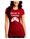 Gamer In Training BnW Juniors Petite Crew Dark T-Shirt-T-Shirts Juniors Tops-TooLoud-Red-Juniors Fitted Small-Davson Sales