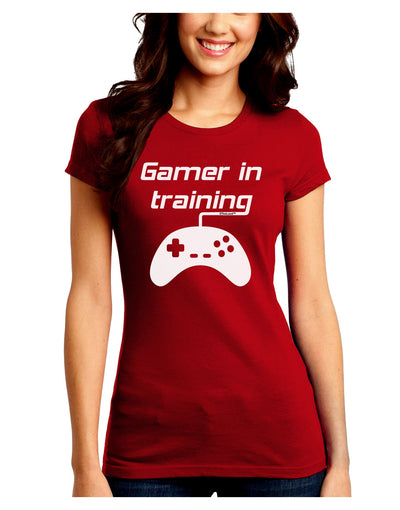 Gamer In Training BnW Juniors Petite Crew Dark T-Shirt-T-Shirts Juniors Tops-TooLoud-Red-Juniors Fitted Small-Davson Sales