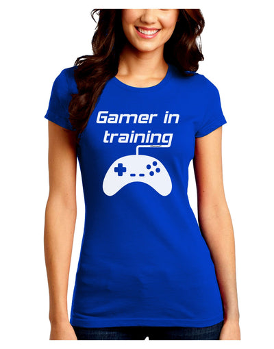 Gamer In Training BnW Juniors Petite Crew Dark T-Shirt-T-Shirts Juniors Tops-TooLoud-Royal-Blue-Juniors Fitted Small-Davson Sales