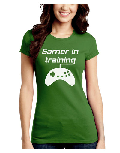 Gamer In Training BnW Juniors Petite Crew Dark T-Shirt-T-Shirts Juniors Tops-TooLoud-Kiwi-Green-Juniors Fitted Small-Davson Sales