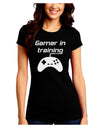 Gamer In Training BnW Juniors Petite Crew Dark T-Shirt-T-Shirts Juniors Tops-TooLoud-Black-Juniors Fitted Small-Davson Sales