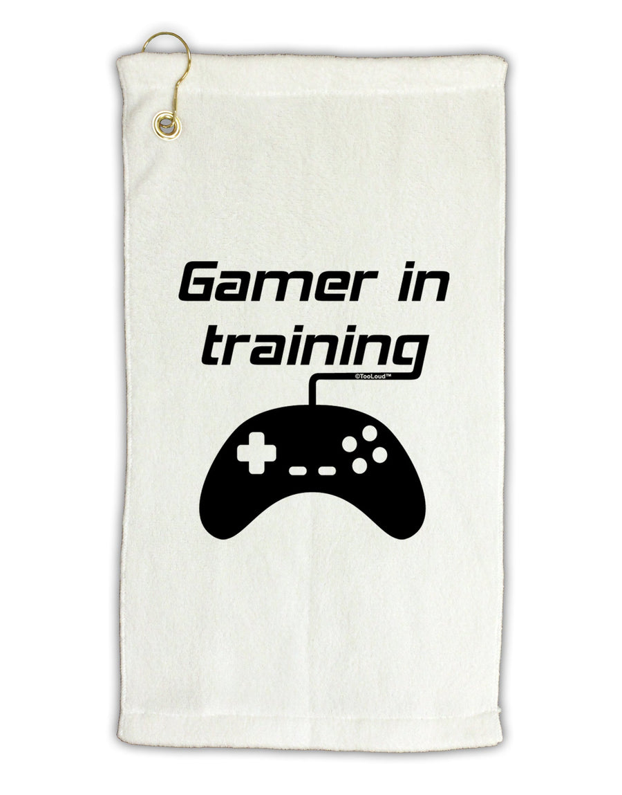 Gamer In Training BnW Micro Terry Gromet Golf Towel 16 x 25 inch by TooLoud-Golf Towel-TooLoud-White-Davson Sales