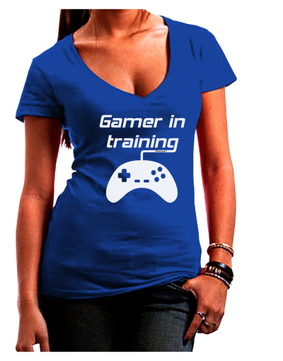 Gamer In Training BnW Womens V-Neck Dark T-Shirt-Womens V-Neck T-Shirts-TooLoud-Royal-Blue-Juniors Fitted Small-Davson Sales