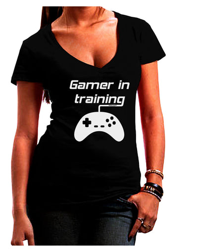 Gamer In Training BnW Womens V-Neck Dark T-Shirt-Womens V-Neck T-Shirts-TooLoud-Black-Juniors Fitted Small-Davson Sales