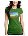 Garden of the Gods Watercolor Juniors Petite Crew Dark T-Shirt-T-Shirts Juniors Tops-TooLoud-Kiwi-Green-Juniors Fitted Small-Davson Sales