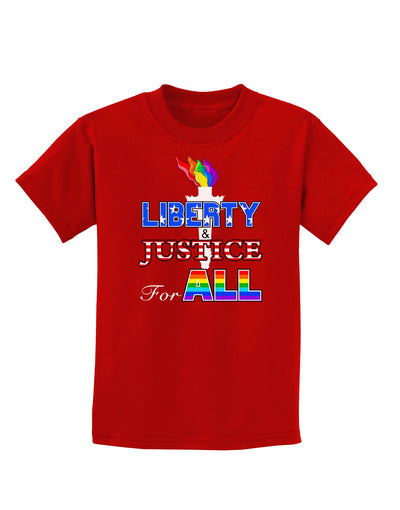 Gay Equality Liberty Justice for All Childrens Dark T-Shirt-Childrens T-Shirt-TooLoud-Red-X-Small-Davson Sales