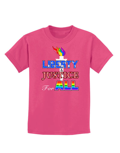 Gay Equality Liberty Justice for All Childrens Dark T-Shirt-Childrens T-Shirt-TooLoud-Sangria-X-Small-Davson Sales