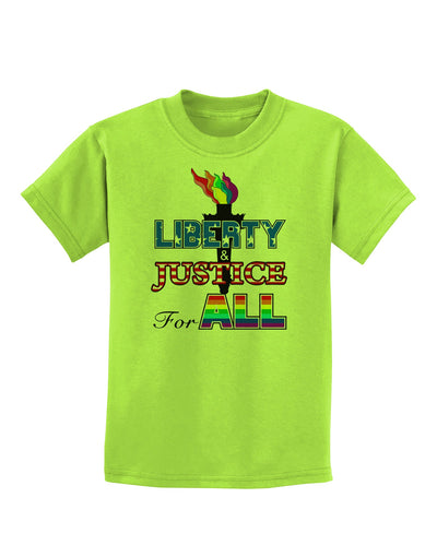 Gay Equality Liberty Justice for All Childrens T-Shirt-Childrens T-Shirt-TooLoud-Lime-Green-X-Small-Davson Sales