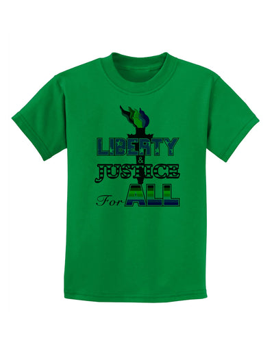 Gay Equality Liberty Justice for All Childrens T-Shirt-Childrens T-Shirt-TooLoud-Kelly-Green-X-Small-Davson Sales