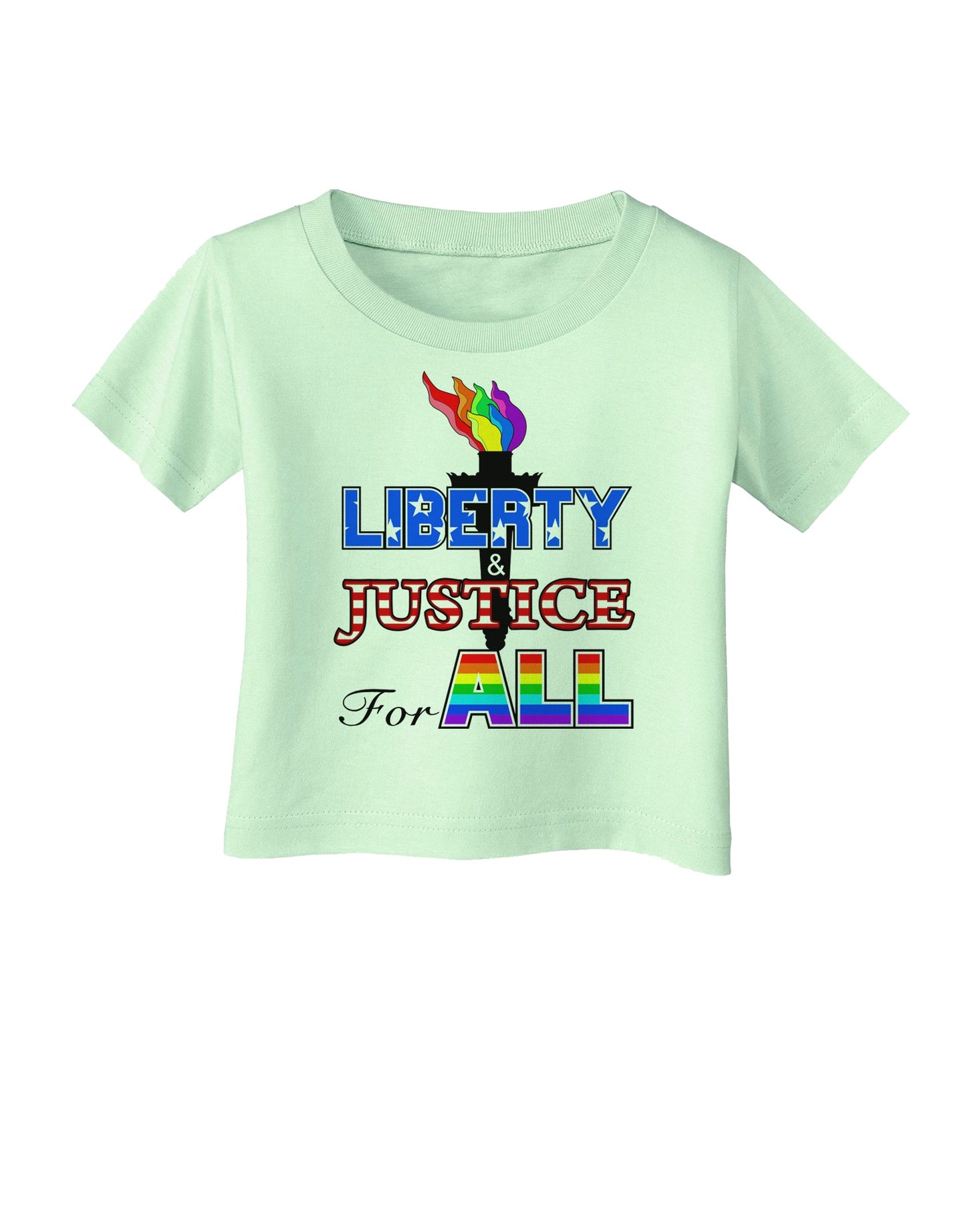 Gay Equality Liberty Justice for All Infant T-Shirt-Infant T-Shirt-TooLoud-Light-Green-06-Months-Davson Sales