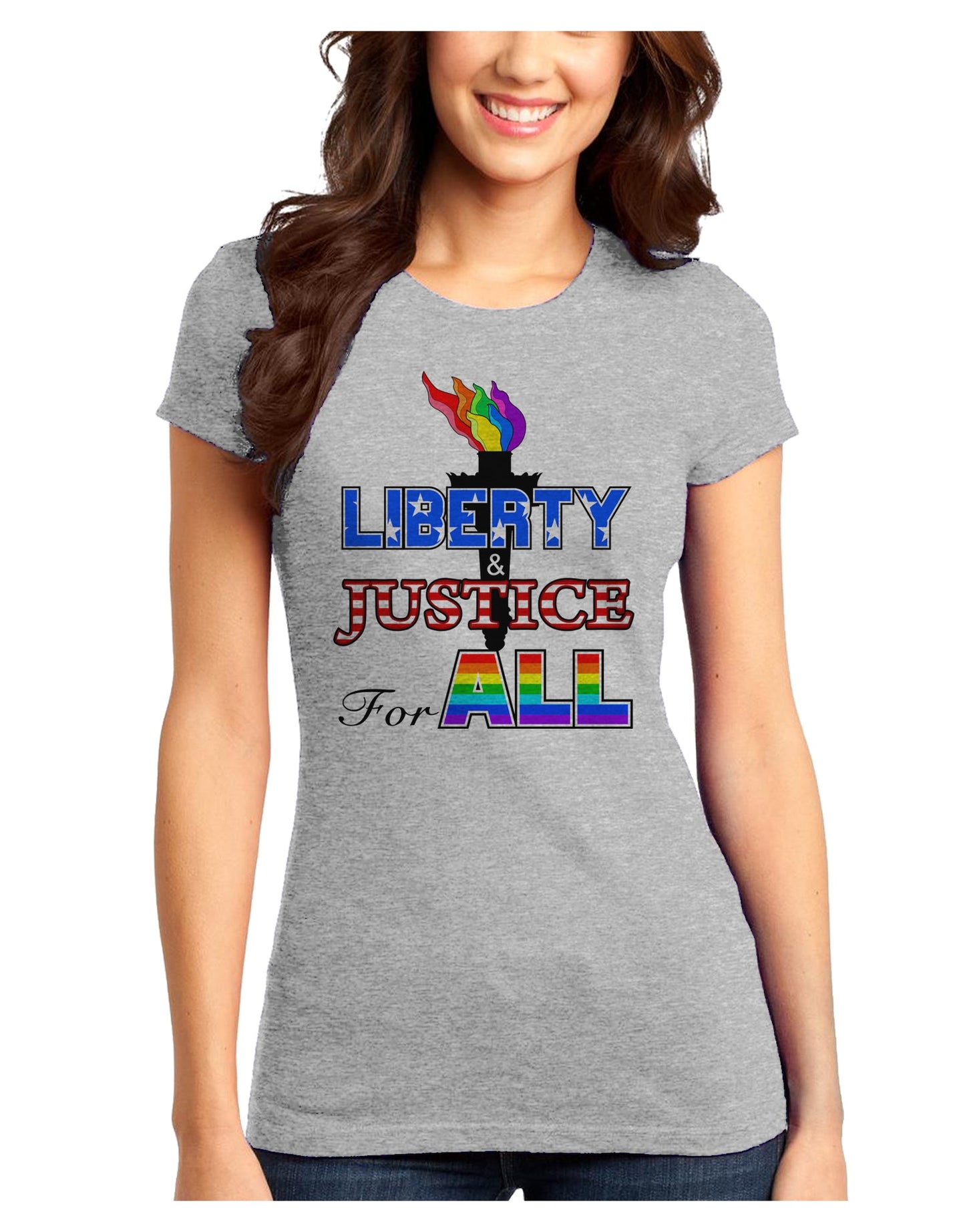 Gay Equality Liberty Justice for All Juniors T-Shirt-Womens Juniors T-Shirt-TooLoud-Ash-Gray-Juniors Fitted XS-Davson Sales