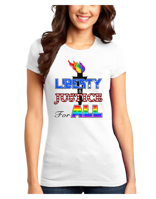 Gay Equality Liberty Justice for All Juniors T-Shirt-Womens Juniors T-Shirt-TooLoud-White-Juniors Fitted XS-Davson Sales