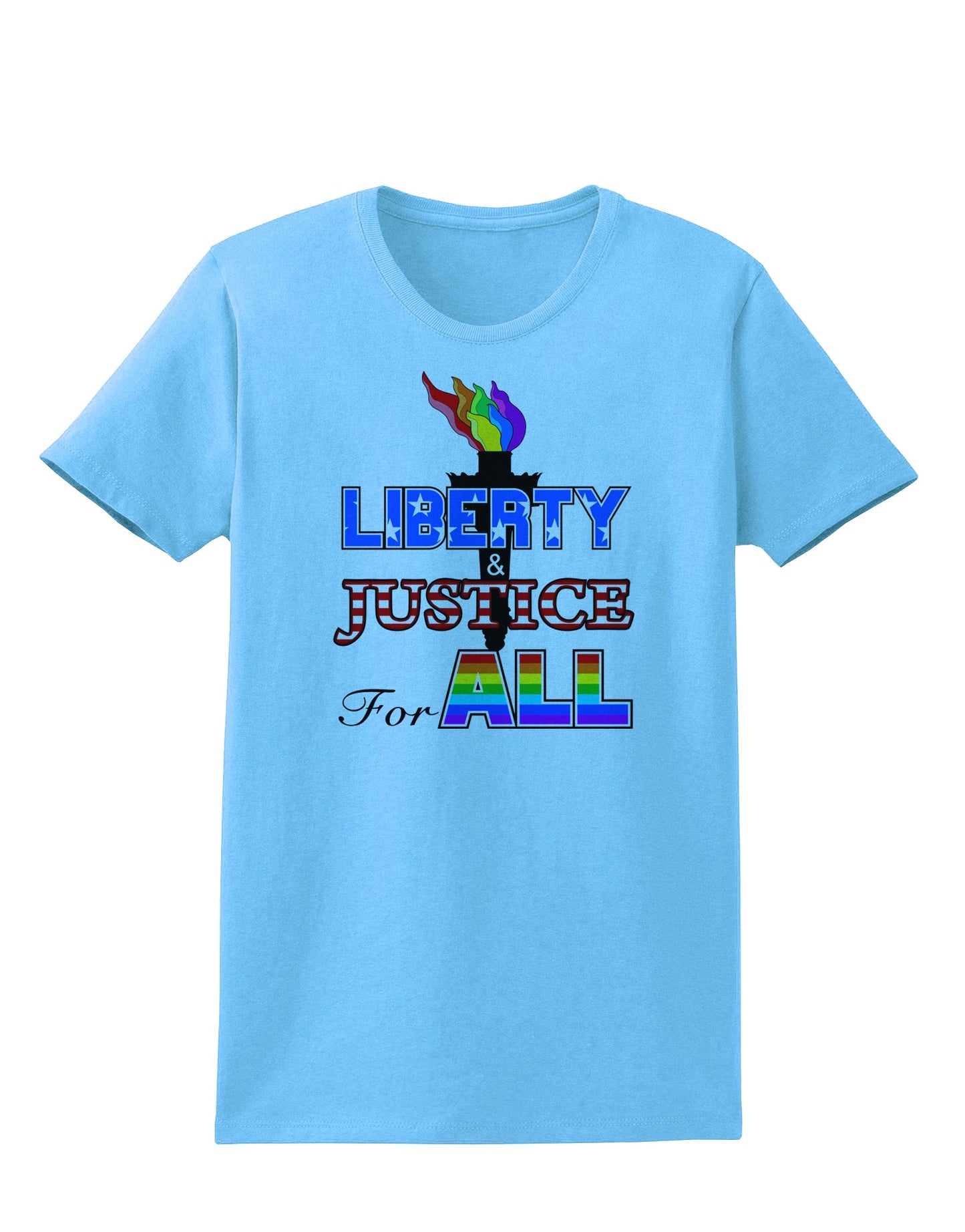 Gay Equality Liberty Justice for All Womens T-Shirt-Womens T-Shirt-TooLoud-Aquatic-Blue-X-Small-Davson Sales