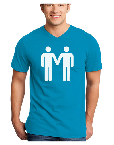 Gay Men Holding Hands Symbol Adult Dark V-Neck T-Shirt-Mens V-Neck T-Shirt-TooLoud-Turquoise-Small-Davson Sales