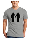 Gay Men Holding Hands Symbol Adult V-Neck T-shirt-Mens V-Neck T-Shirt-TooLoud-HeatherGray-Small-Davson Sales