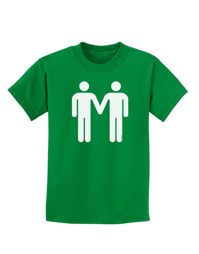 Gay Men Holding Hands Symbol Childrens Dark T-Shirt-Childrens T-Shirt-TooLoud-Kelly-Green-X-Small-Davson Sales