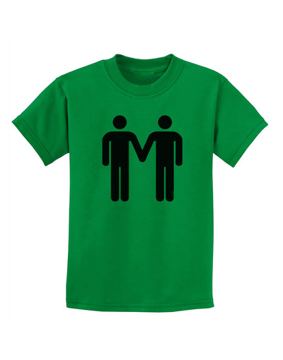 Gay Men Holding Hands Symbol Childrens T-Shirt-Childrens T-Shirt-TooLoud-Kelly-Green-X-Small-Davson Sales