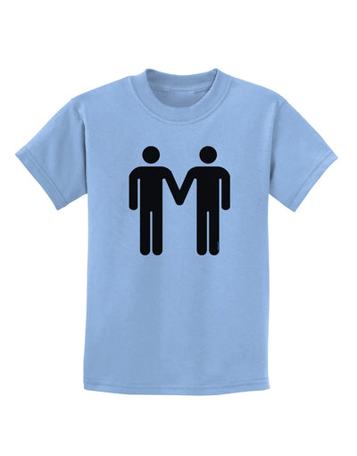 Gay Men Holding Hands Symbol Childrens T-Shirt-Childrens T-Shirt-TooLoud-Light-Blue-X-Small-Davson Sales