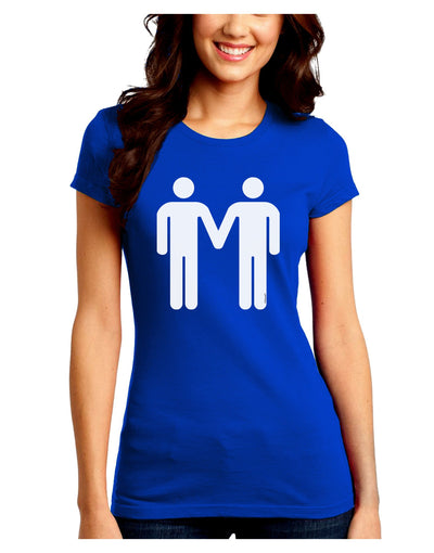 Gay Men Holding Hands Symbol Juniors Crew Dark T-Shirt-T-Shirts Juniors Tops-TooLoud-Royal-Blue-Juniors Fitted Small-Davson Sales