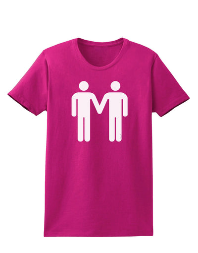 Gay Men Holding Hands Symbol Womens Dark T-Shirt-TooLoud-Hot-Pink-Small-Davson Sales