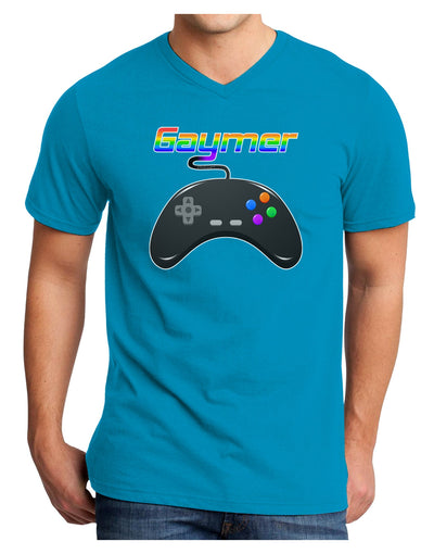 Gaymer Color Adult Dark V-Neck T-Shirt-Mens V-Neck T-Shirt-TooLoud-Turquoise-Small-Davson Sales