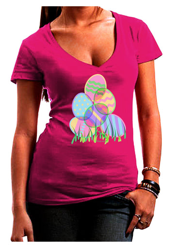 Gel Look Easter Eggs Womens V-Neck Dark T-Shirt-Womens V-Neck T-Shirts-TooLoud-Hot-Pink-Juniors Fitted Small-Davson Sales