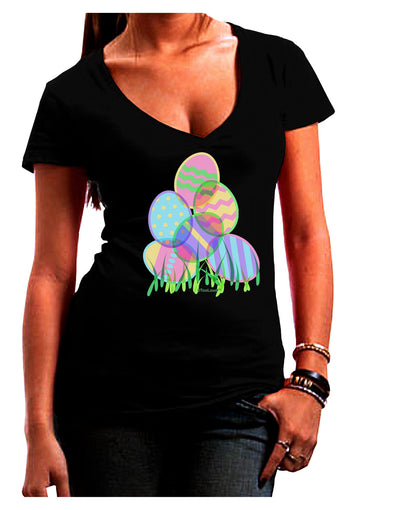 Gel Look Easter Eggs Womens V-Neck Dark T-Shirt-Womens V-Neck T-Shirts-TooLoud-Black-Juniors Fitted Small-Davson Sales